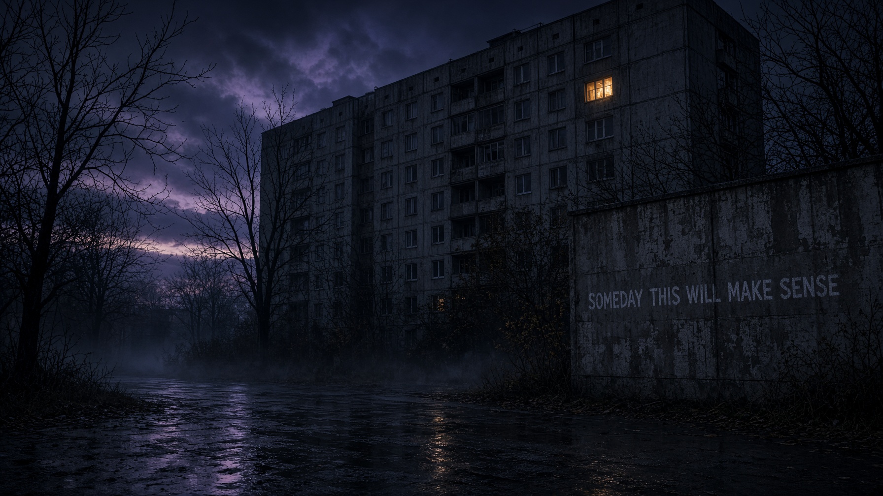 Dusk over apartment blocks